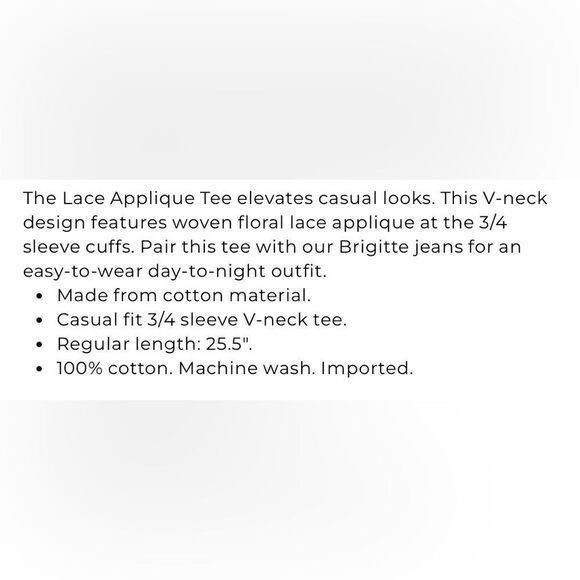 Chico’s SZ 0 Navy Blue Lace Appliqué Top - Picture 10 of 13